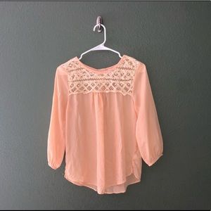 Peach Boho Crochet Accent Top